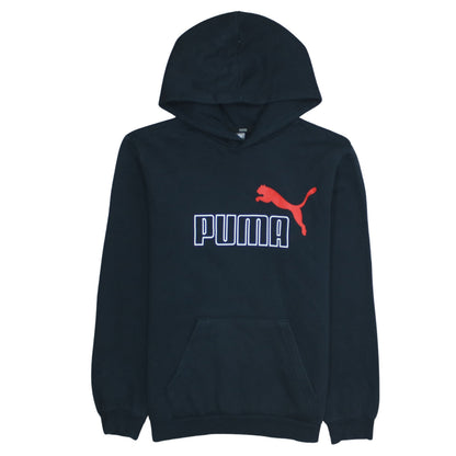 Puma Boys Black Pullover Fleece Hoodie Logo Sweatshirt 13-14 Years