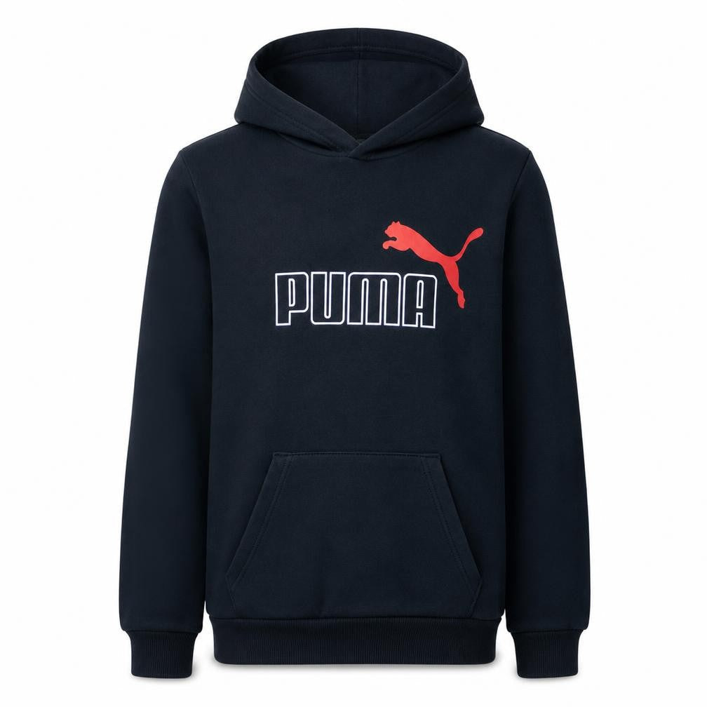 Puma Boys Black Pullover Fleece Hoodie Size 164 Logo Sweatshirt