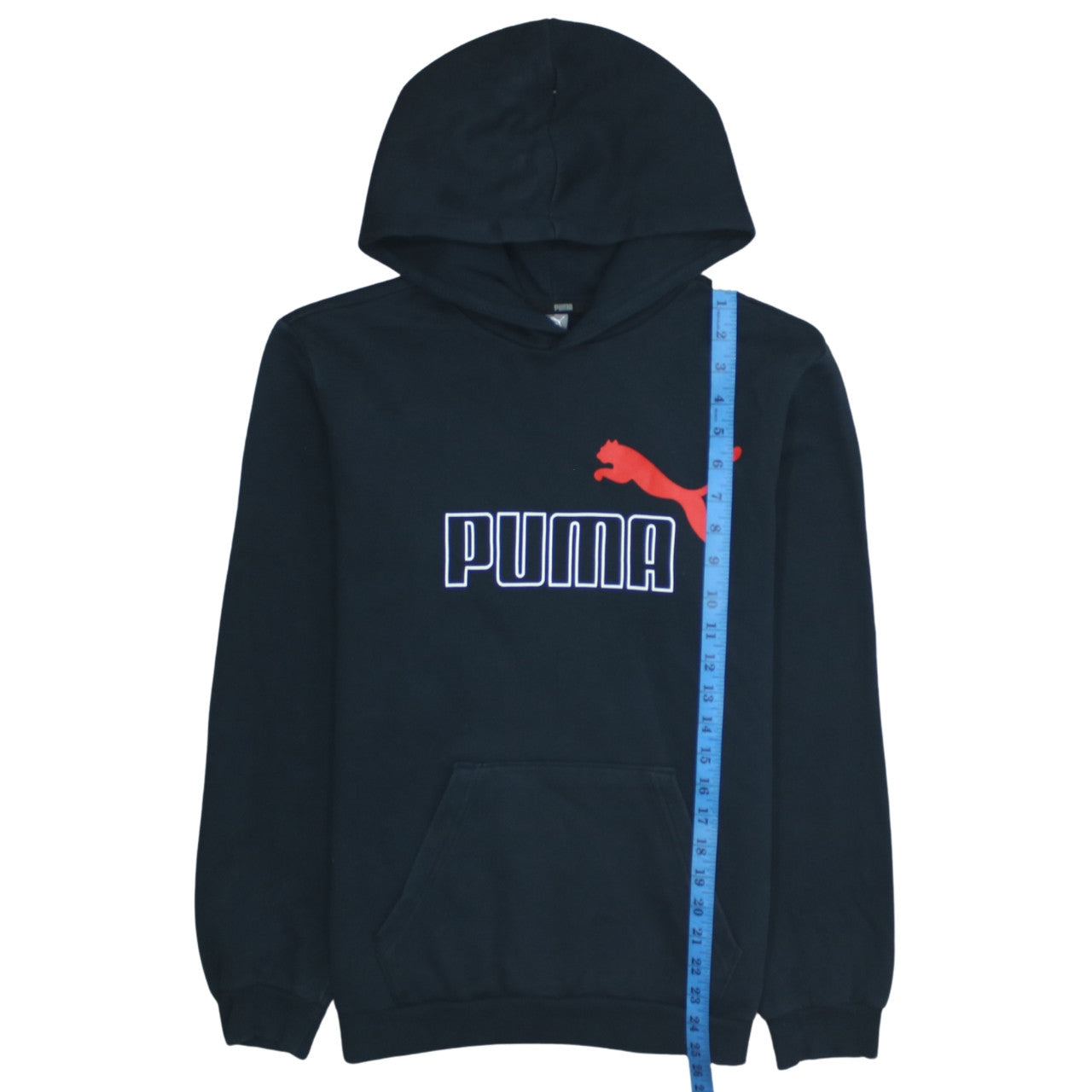 Puma Boys Black Pullover Fleece Hoodie Size 164 Logo Sweatshirt
