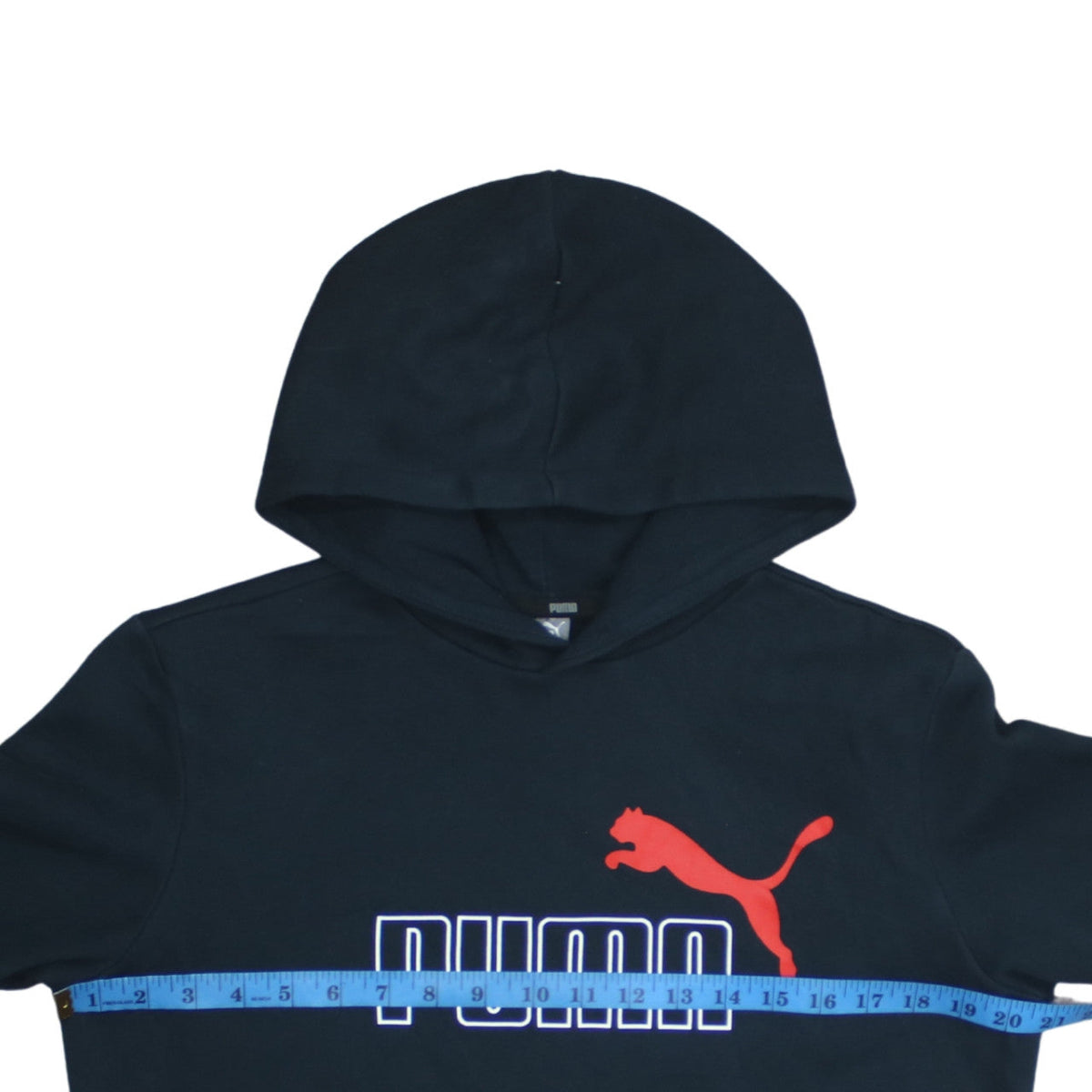 Puma Boys Black Pullover Fleece Hoodie Size 164 Logo Sweatshirt