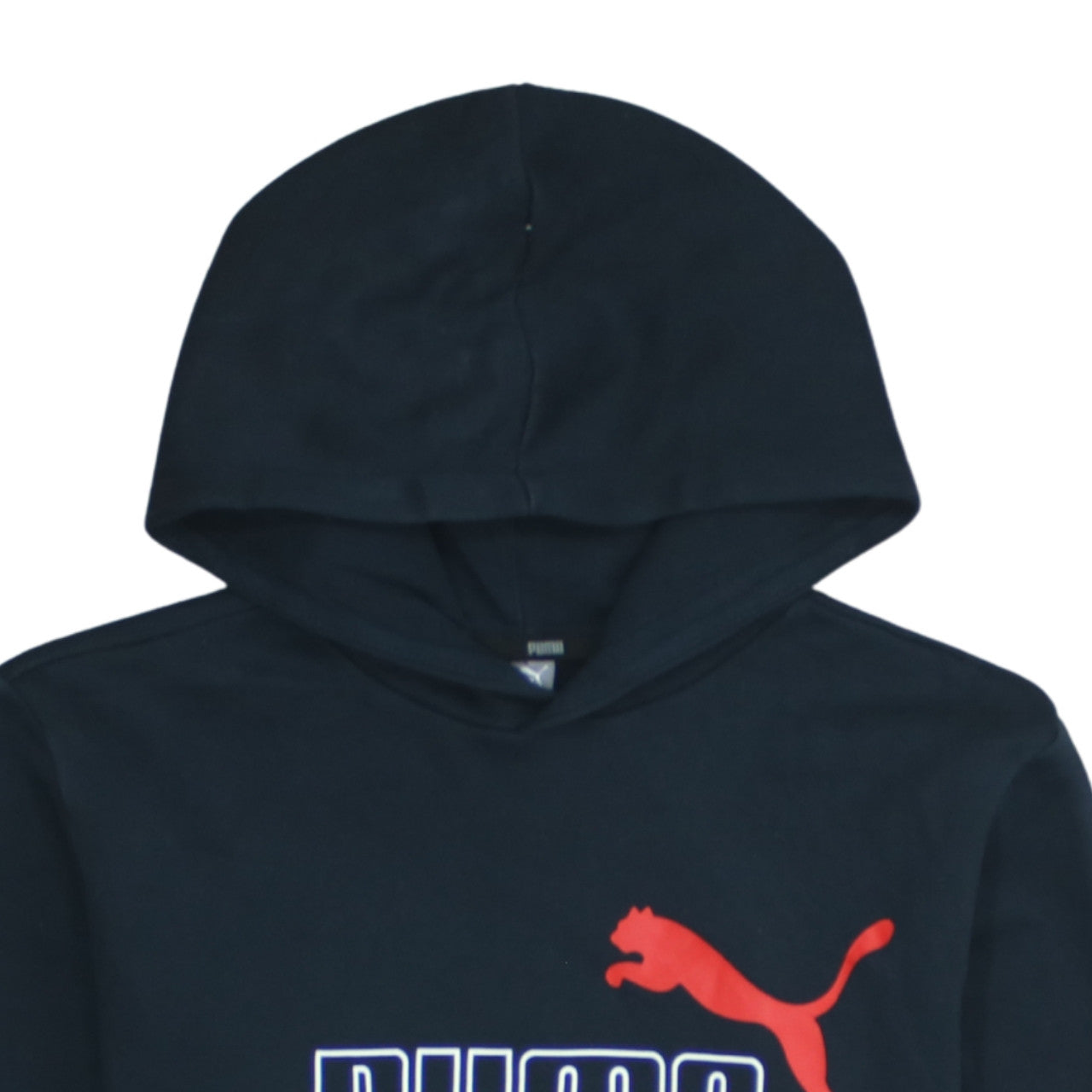 Puma Boys Black Pullover Fleece Hoodie Size 164 Logo Sweatshirt