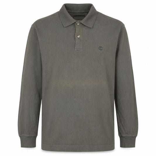 Timberland Men’s Grey Long Sleeve Collared Cotton Polo Shirt M
