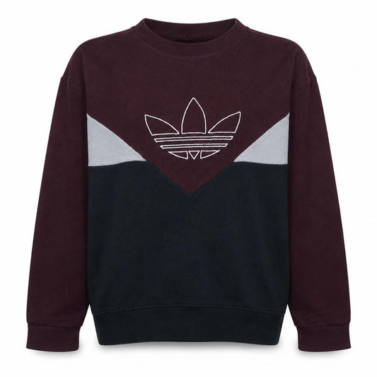 Adidas Womens Burgundy Black Crew Neck Pullover Sweatshirt XS