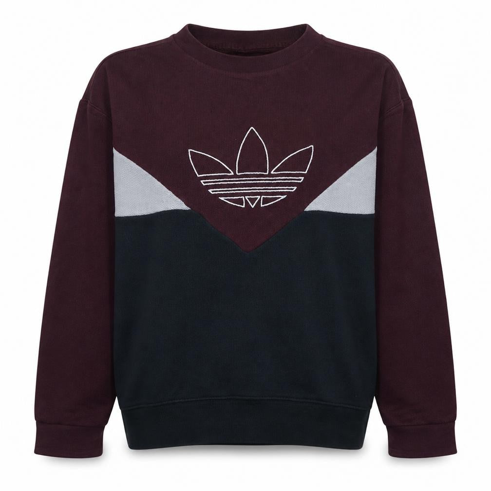 Adidas Womens Burgundy Black Crew Neck Pullover Sweatshirt XS