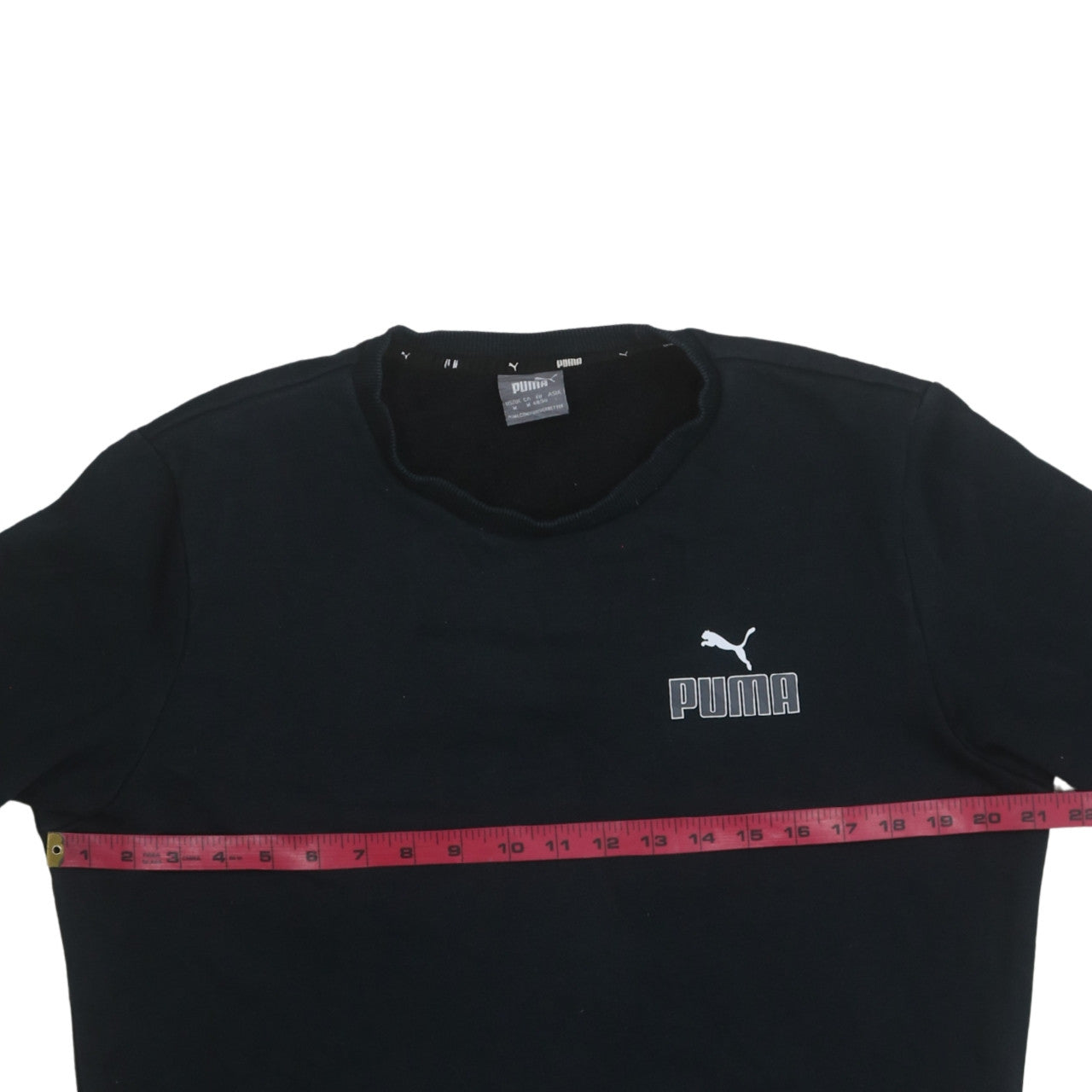 Puma Men’s Black Crew Neck Logo Sweatshirt Size M Regular Fit