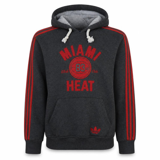 Adidas Men’s Grey Pullover Hoodie Miami Heat Embroidered L