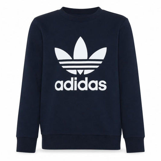 Adidas Boys Navy Blue Crew Neck Pullover Sweatshirt 13-14 Years Logo Print
