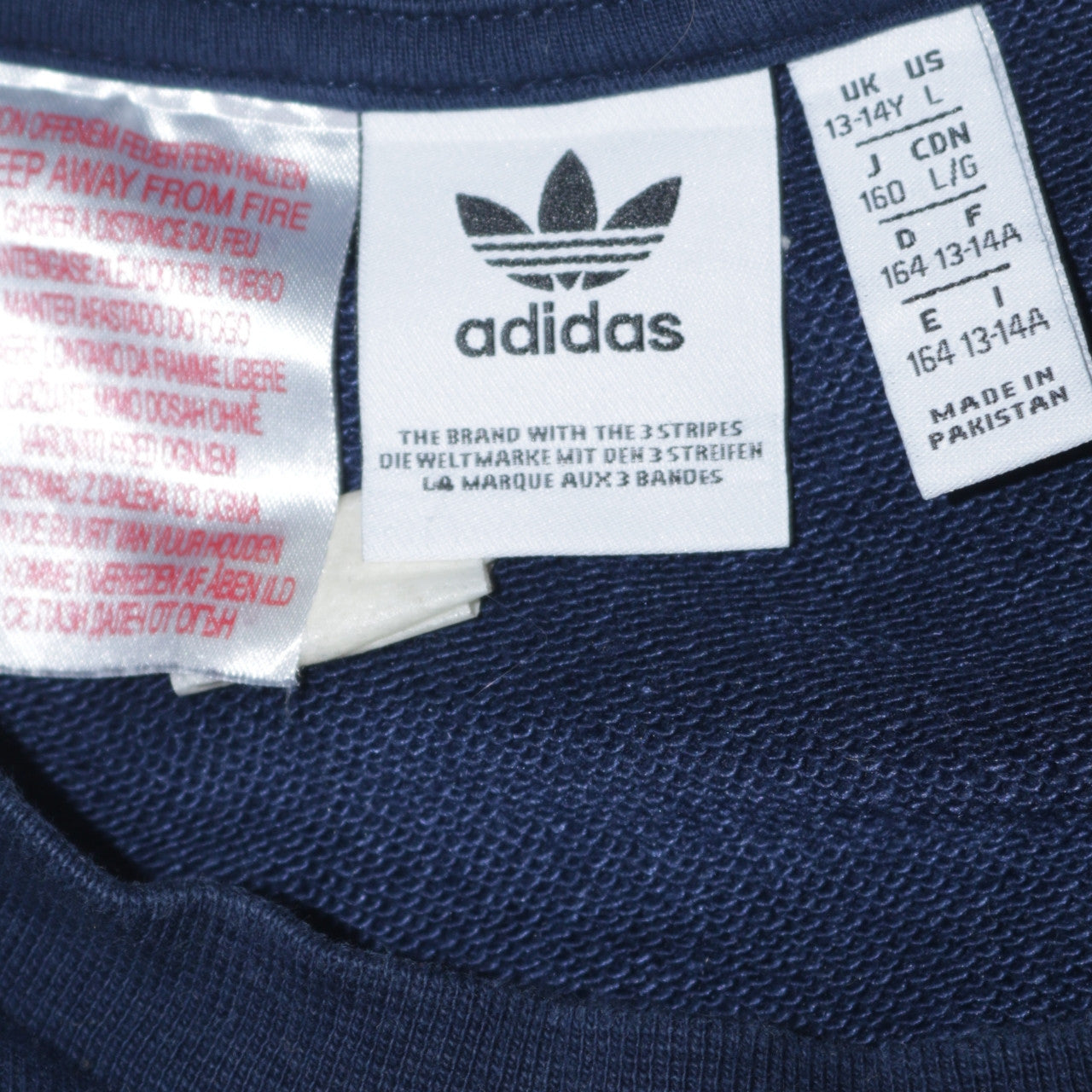 Adidas Boys Navy Blue Crew Neck Pullover Sweatshirt 13-14 Years Logo Print