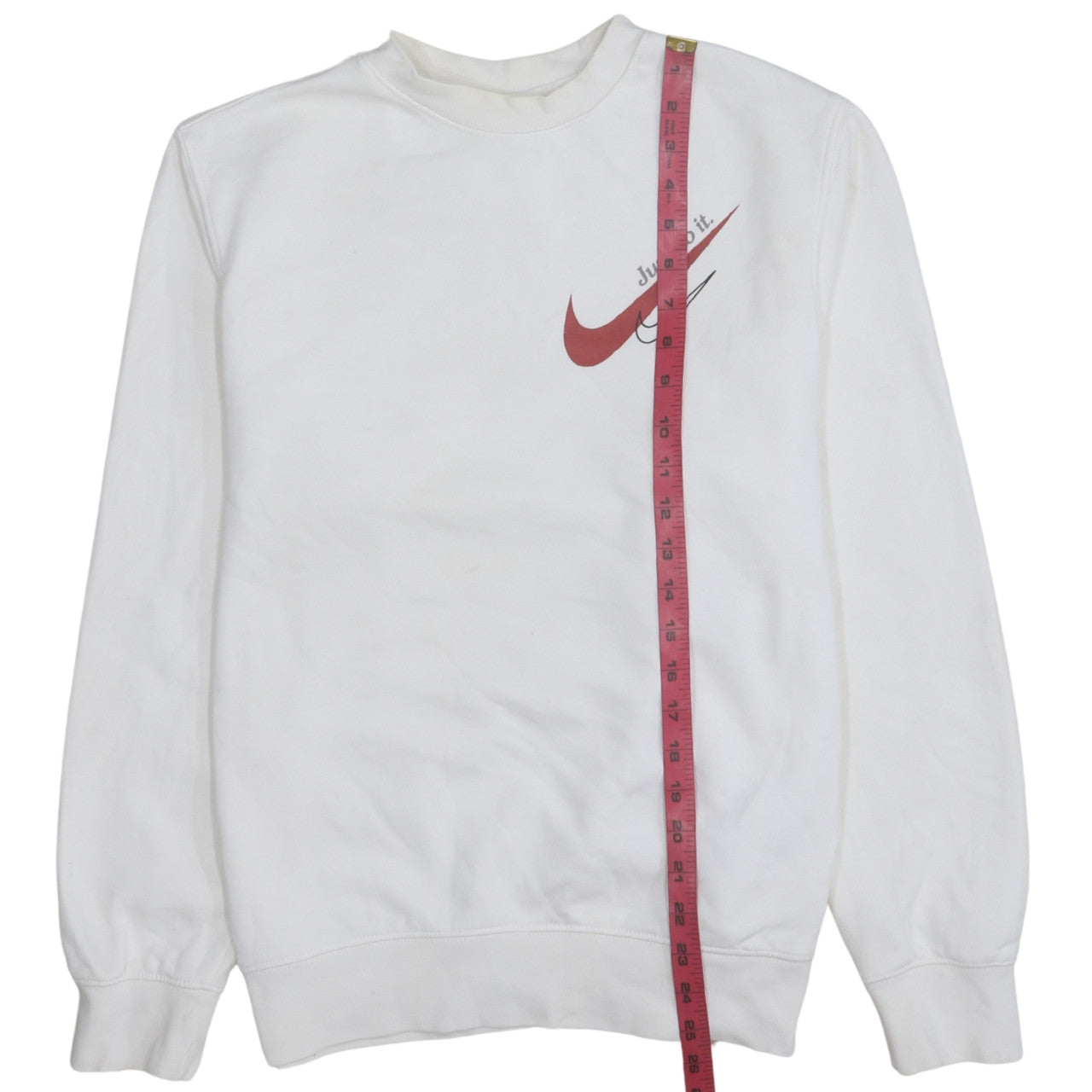 Nike Men's White Small Logo Pullover Sweatshirt Just Do It Crew Neck
