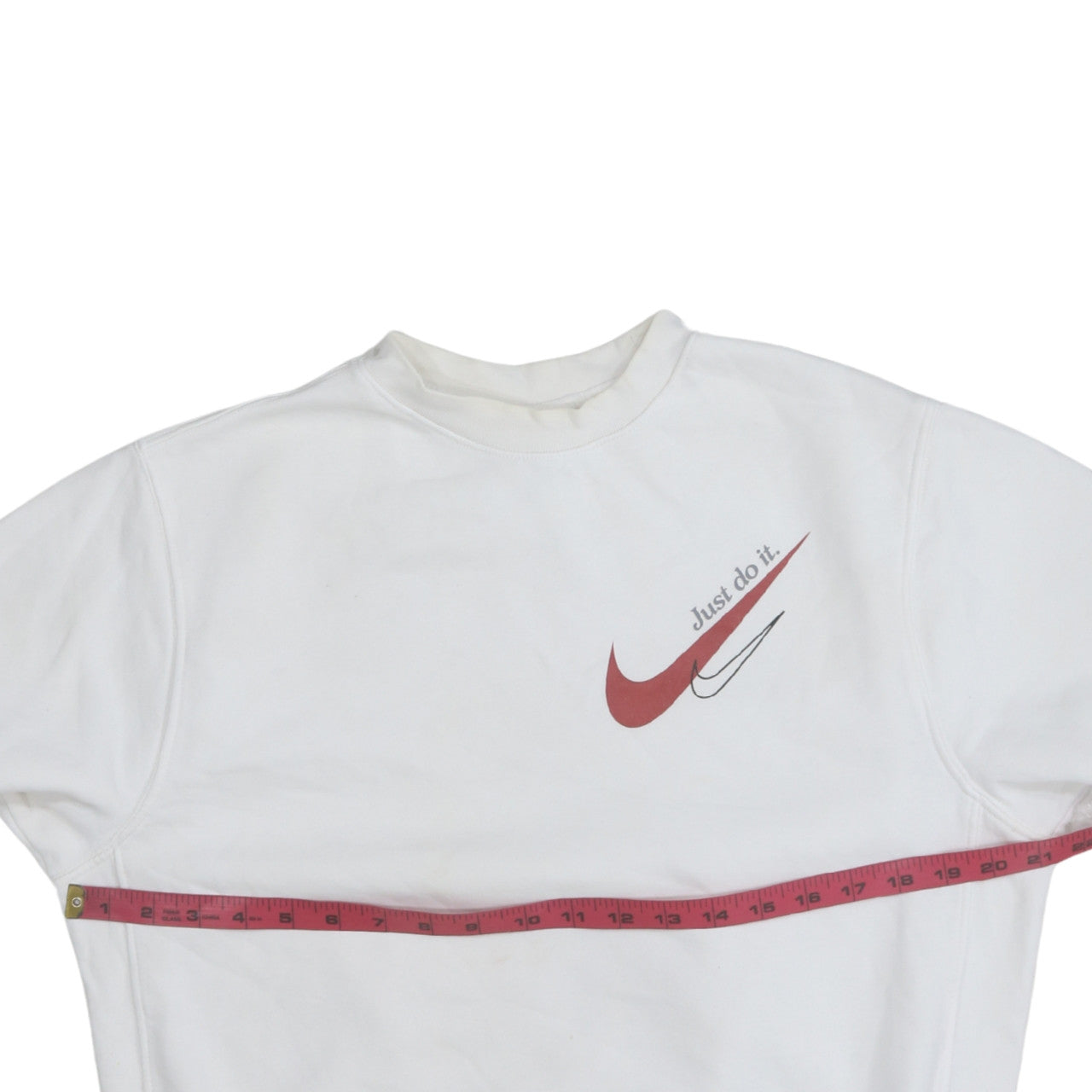 Nike Men's White Small Logo Pullover Sweatshirt Just Do It Crew Neck