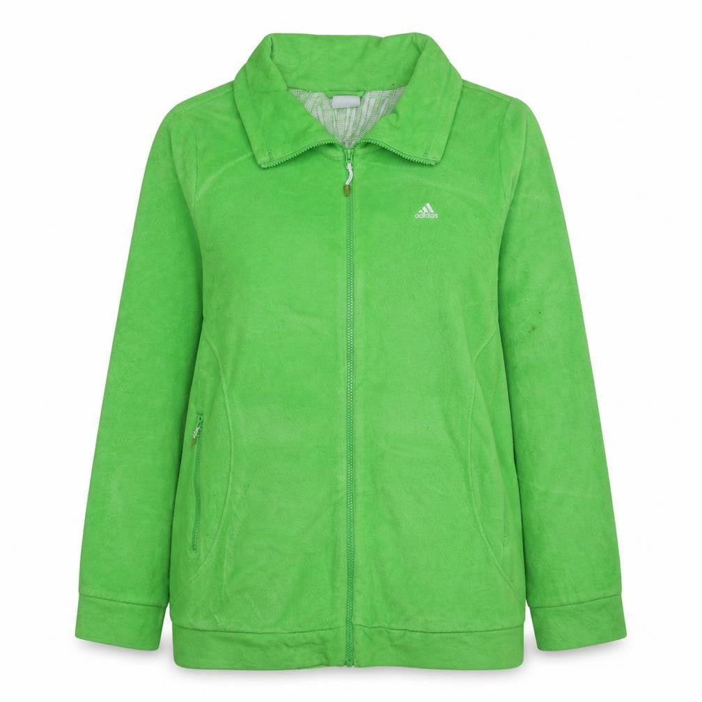 Adidas Women's Green Fleece Full Zip Long Jacket Size 18