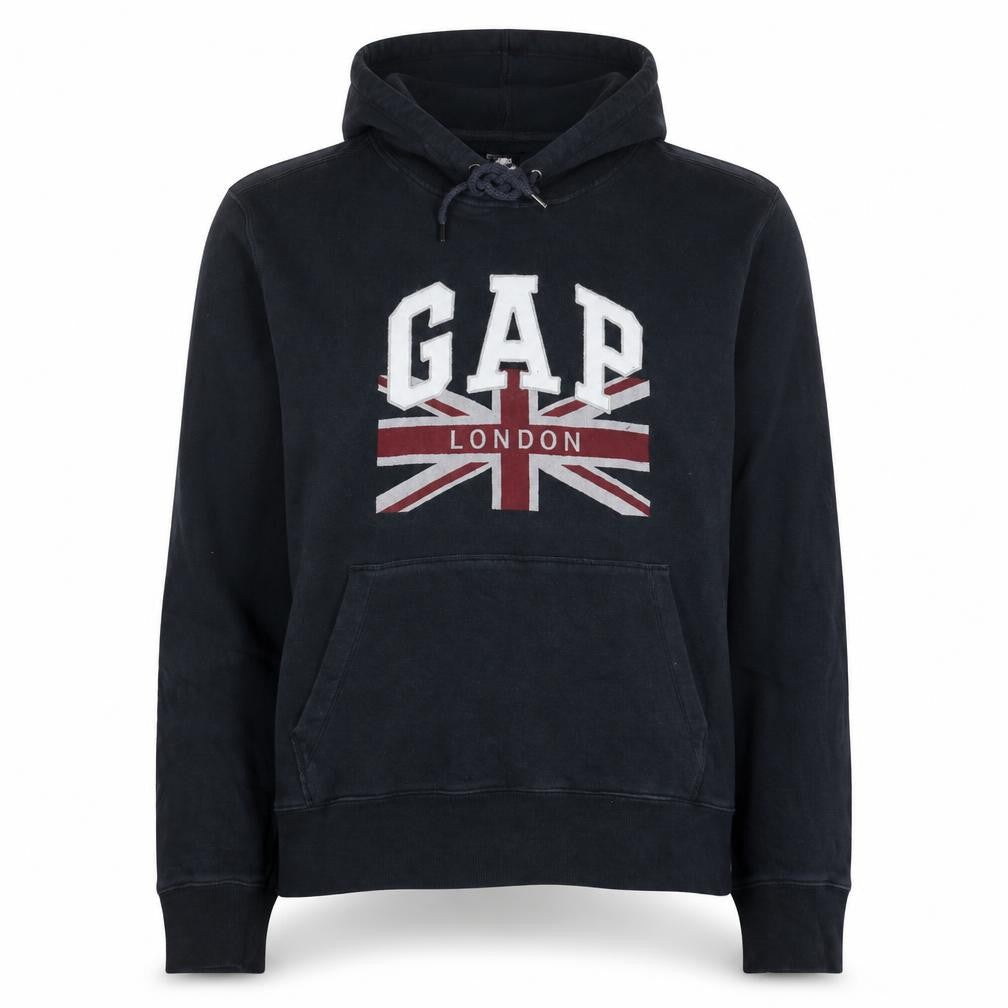 Gap Women Navy Blue XL Pullover Hoodie London Logo Union Jack Cotton