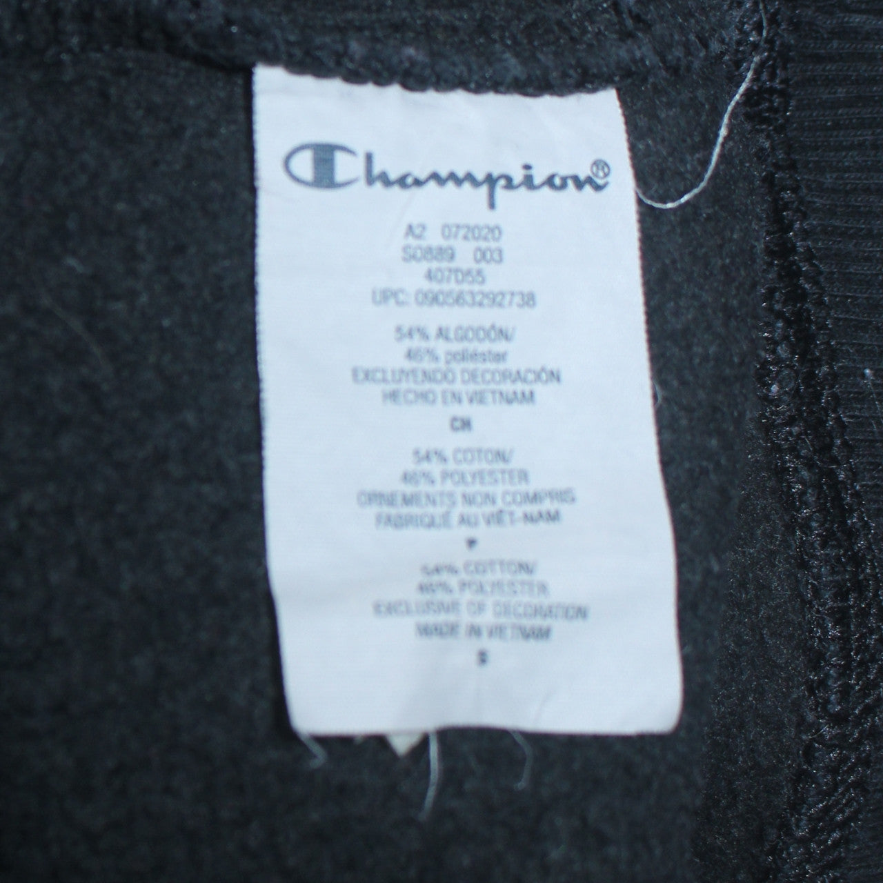 Champion Men's Black Pullover Hoodie Size S Fleece Regular Fit