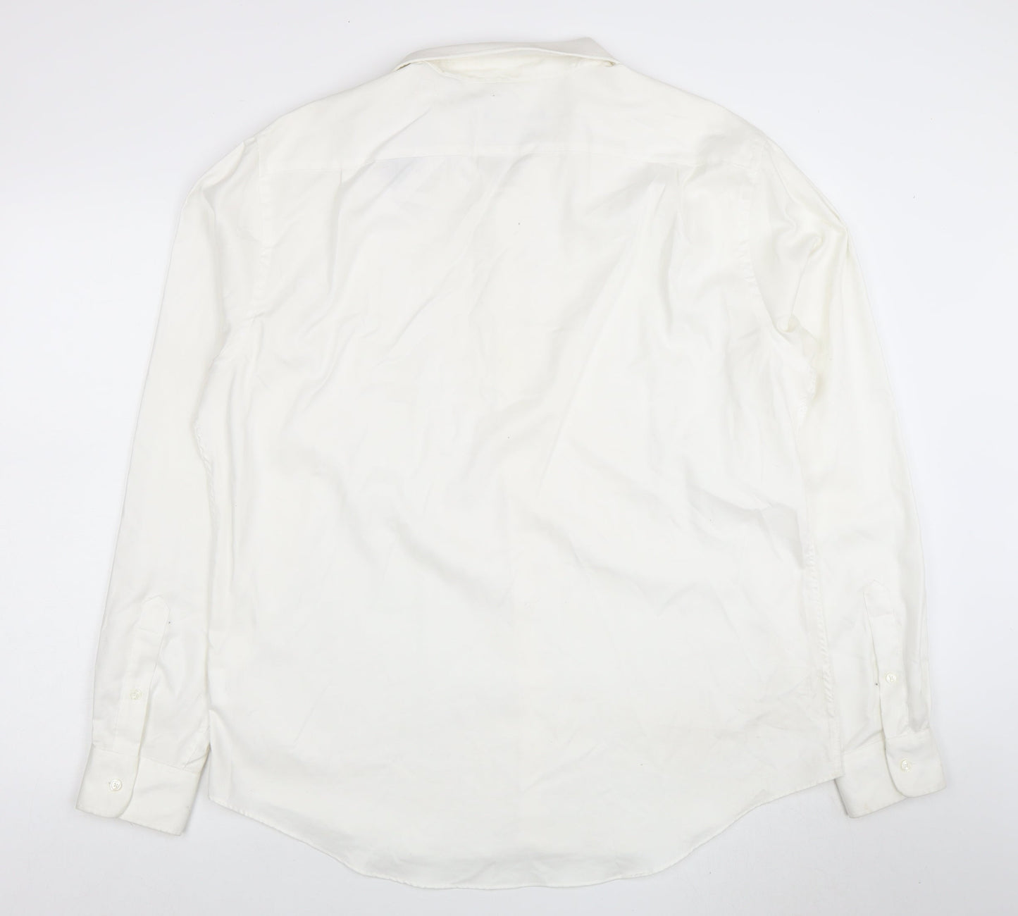 Tommy Hilfiger Men's White Long Sleeve Cotton Stretch Shirt 17.5 Athletic Fit