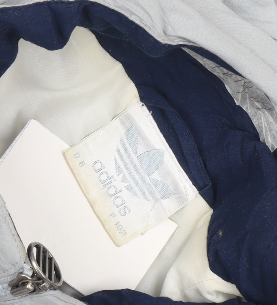 Adidas Men's Blue 90s Windbreaker Jacket Size L Retro Full Zip Hooded
