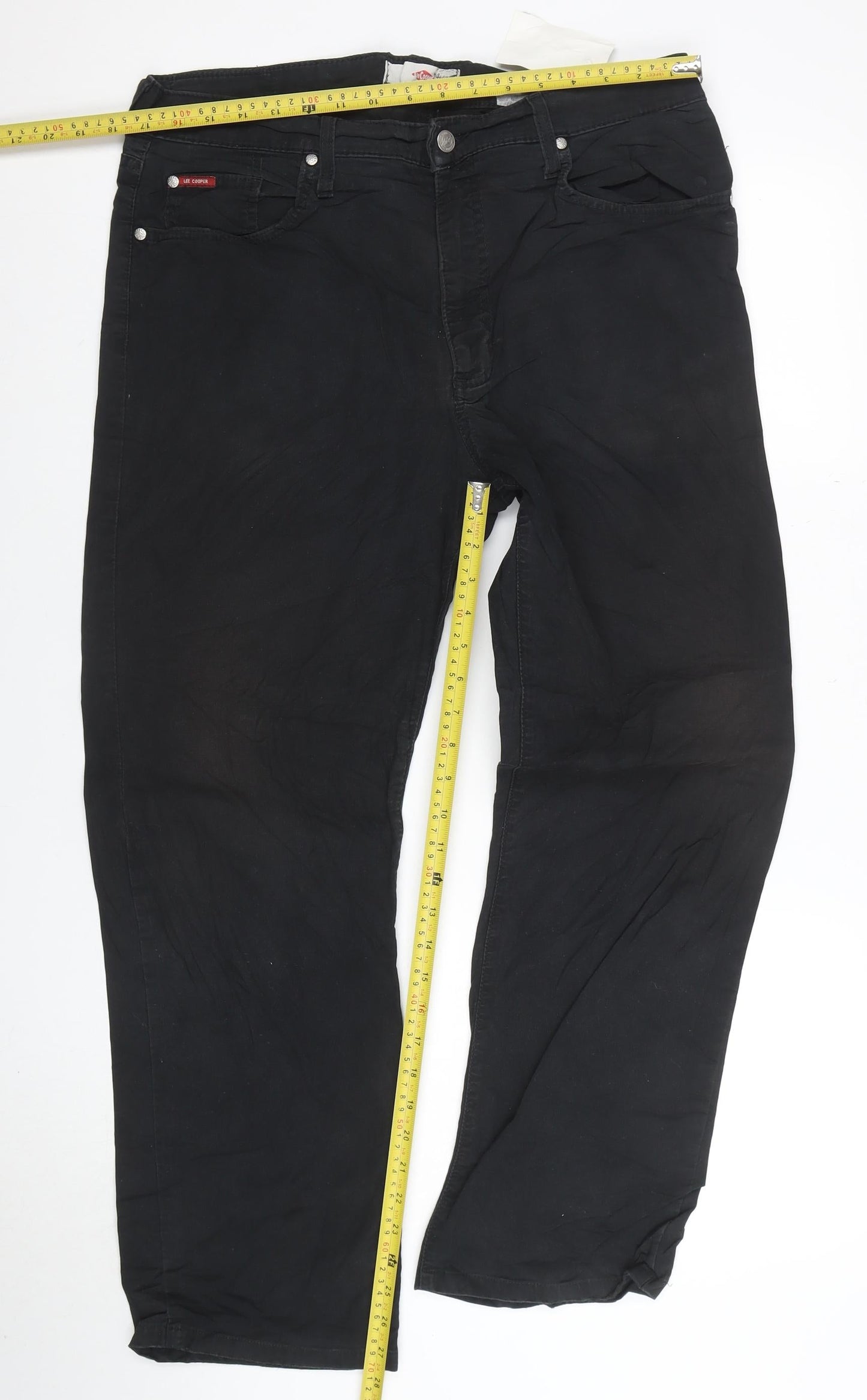 Lee Cooper Men's Black Straight Fit Denim Jeans Size L 36x32