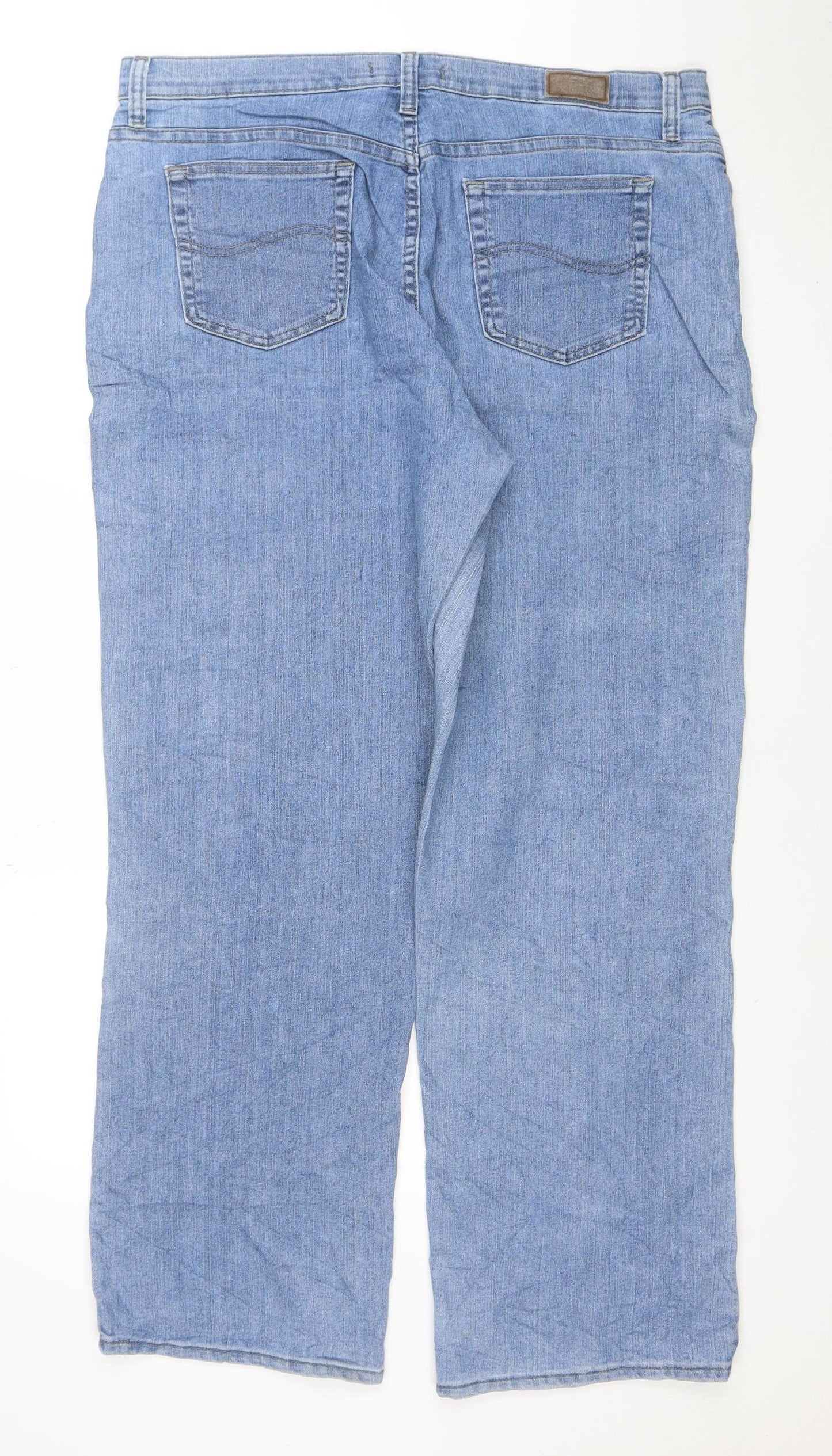 Lee Women's Blue Relaxed Straight Leg Mid Rise Jeans Size 16
