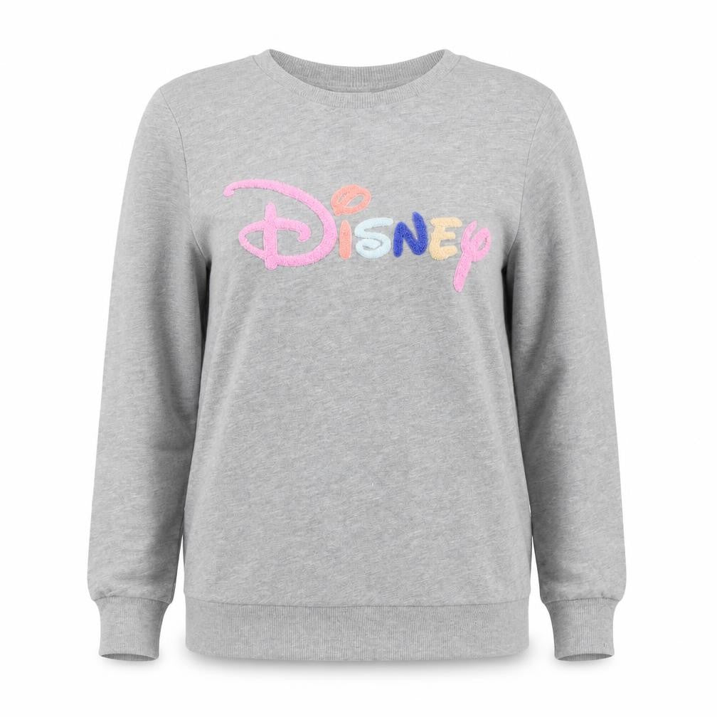 Disney TU Women Grey Cotton Blend Pullover Sweatshirt Size 10