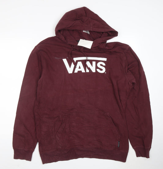 Vans Women's Burgundy Pullover Hoodie L Cotton Fleece Casual