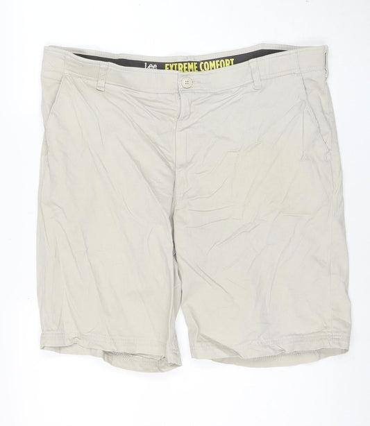 Lee Men Beige Chino Shorts Size 40 Regular Fit Cotton Stretch