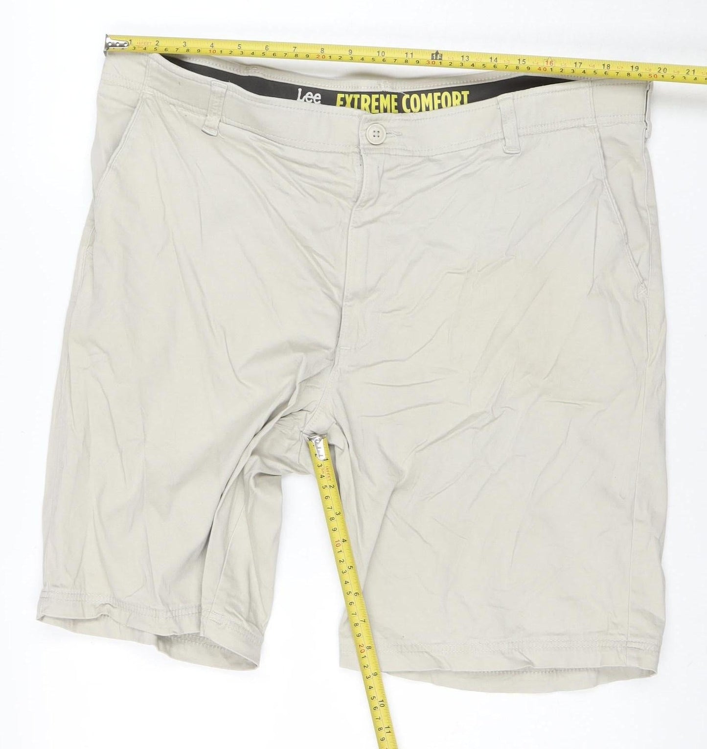 Lee Men Beige Chino Shorts Size 40 Regular Fit Cotton Stretch