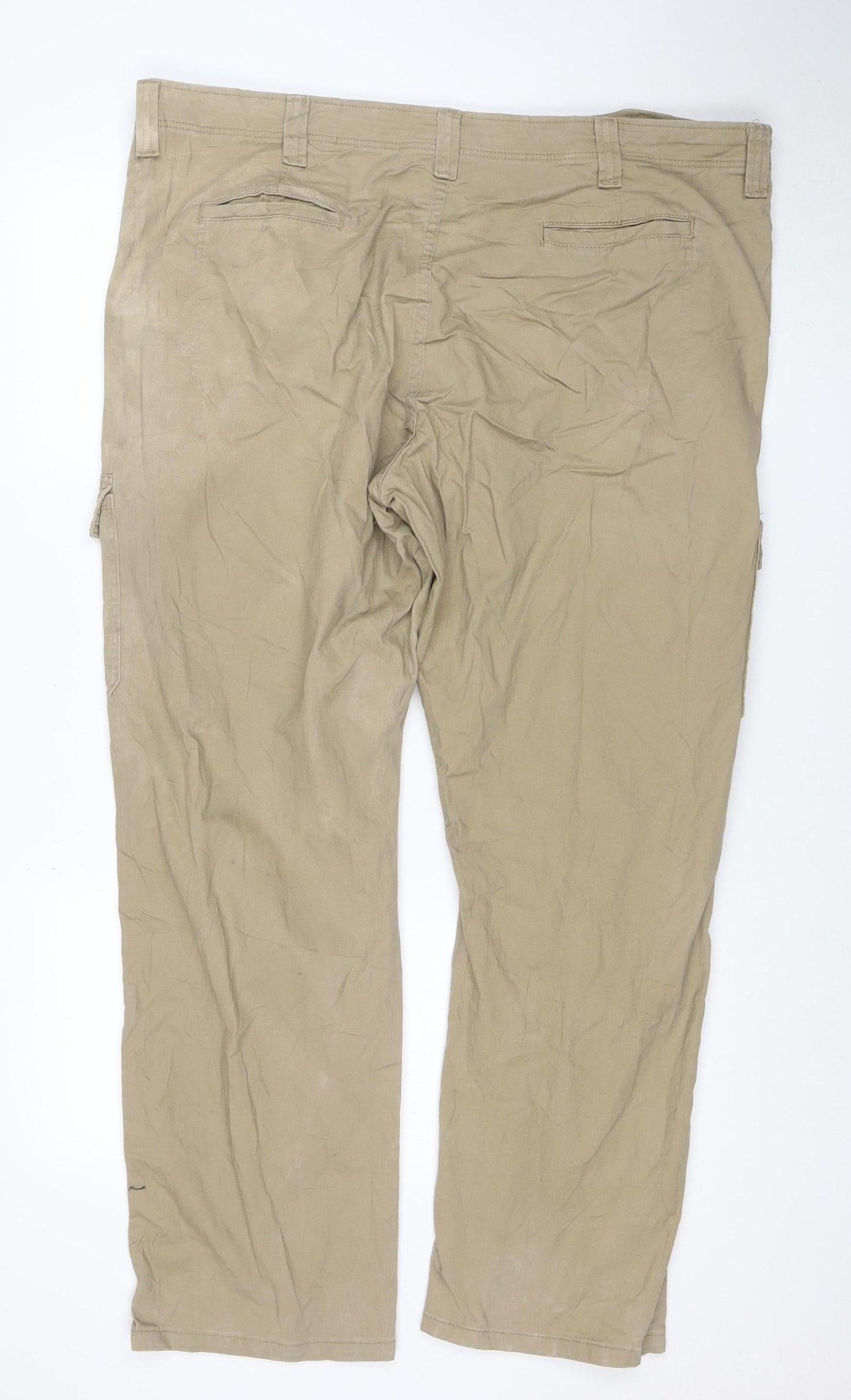 Wrangler Men's Beige Relaxed Fit Cargo Trousers 42x30 Cotton