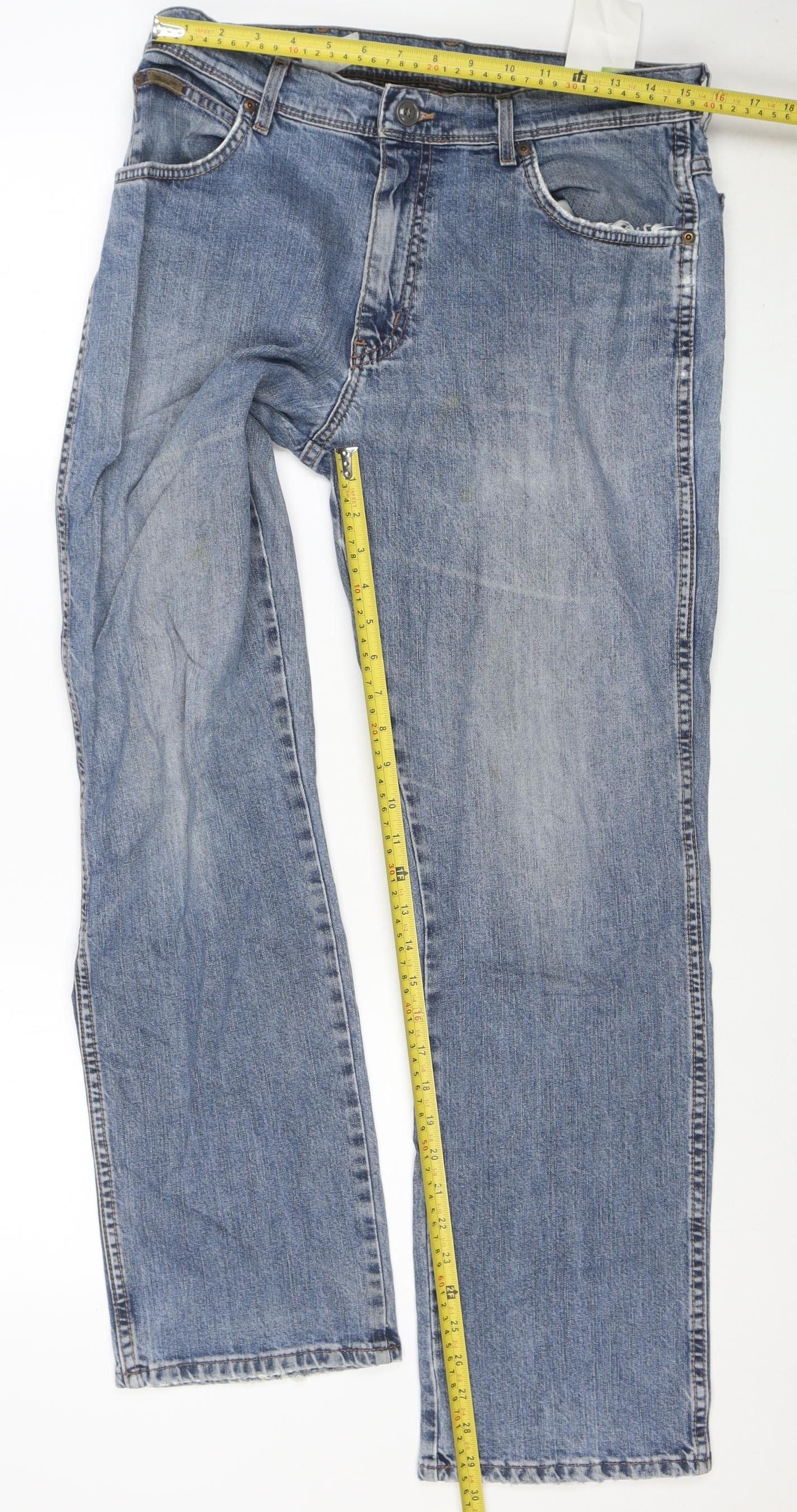Wrangler Men's Blue Straight Texas Stretch Jeans Size 34W 30L