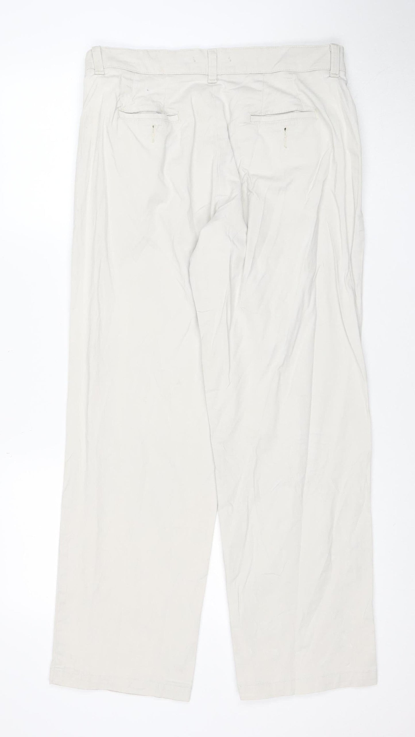 Lee Women's Beige Relaxed Straight Leg Cotton Twill Trousers Size 12 Short