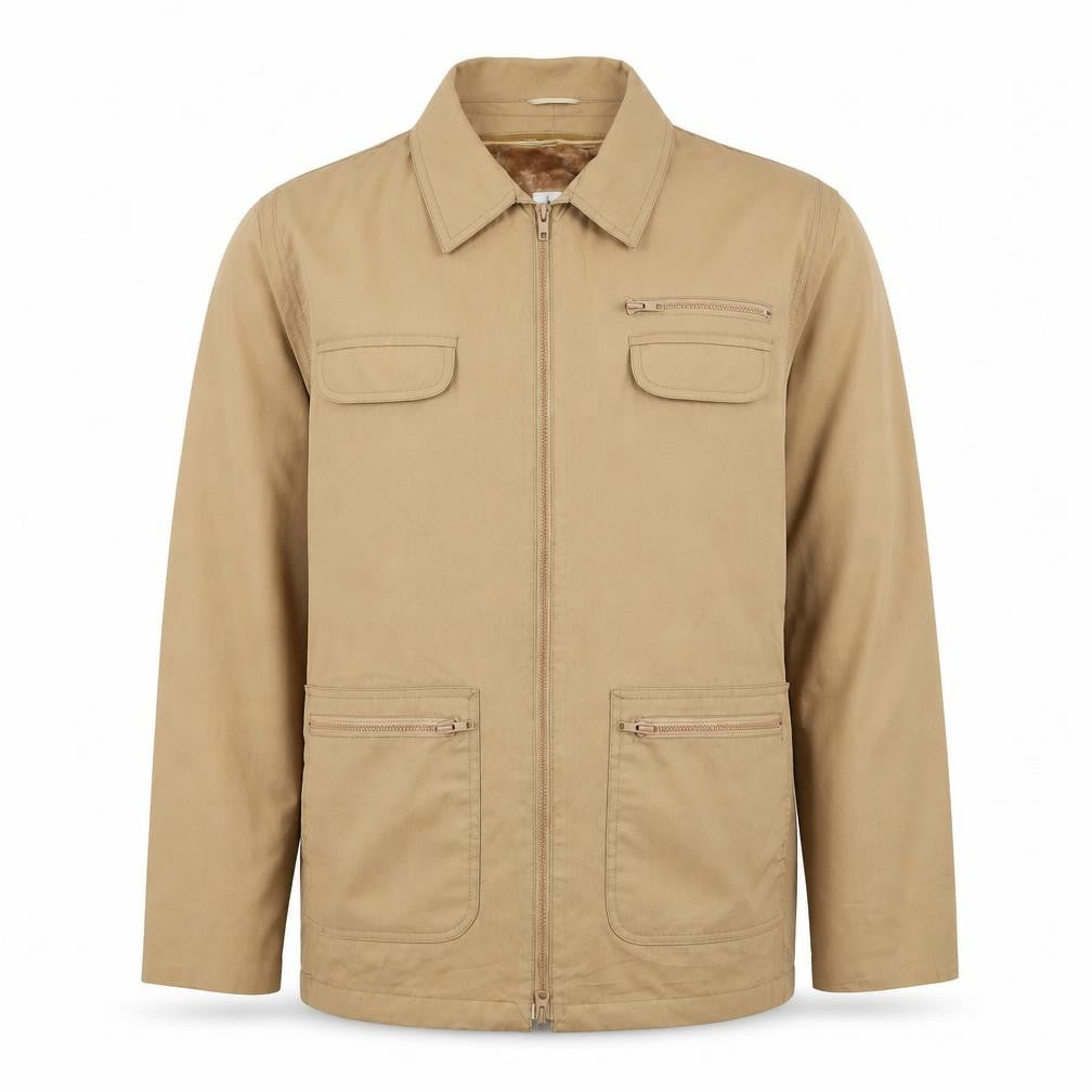 London Fog Men's Beige Cotton Blend Full Zip Jacket Size 46 Long