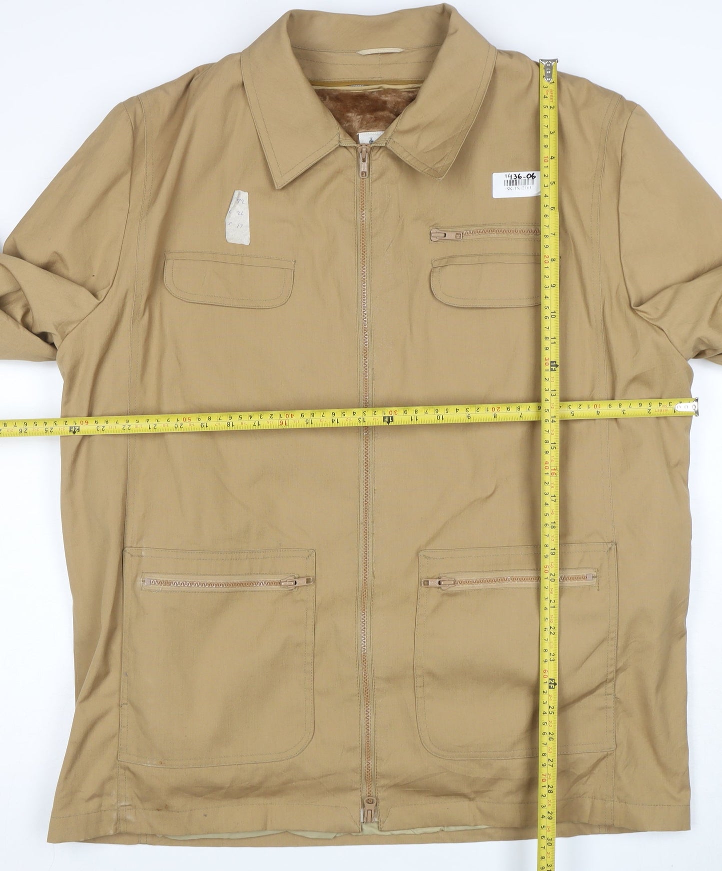 London Fog Men's Beige Cotton Blend Full Zip Jacket Size 46 Long