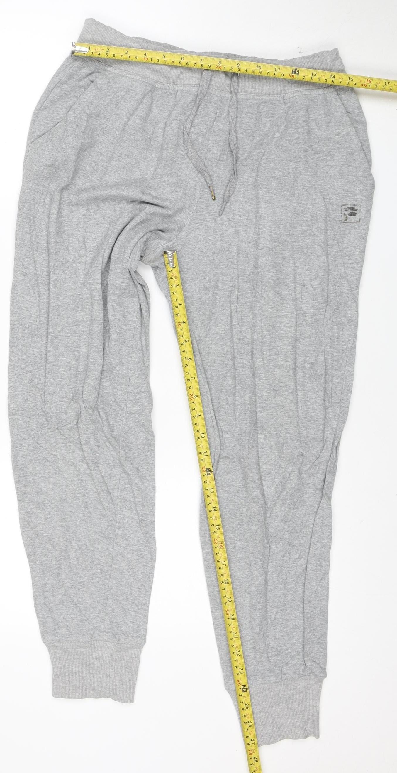 FILA Women Grey Jogger Trousers M Cotton Blend Comfort Fit
