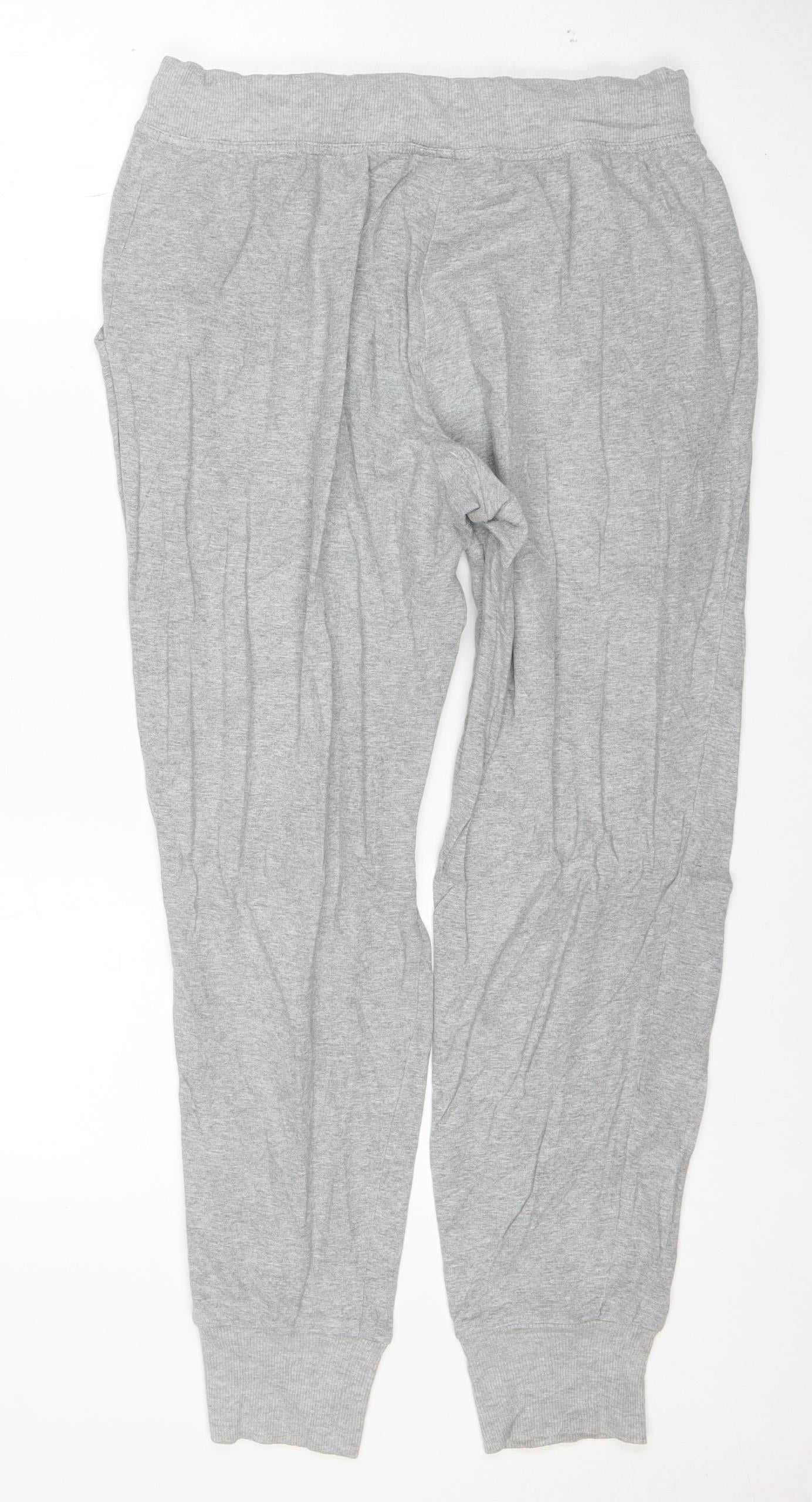 FILA Women Grey Jogger Trousers M Cotton Blend Comfort Fit