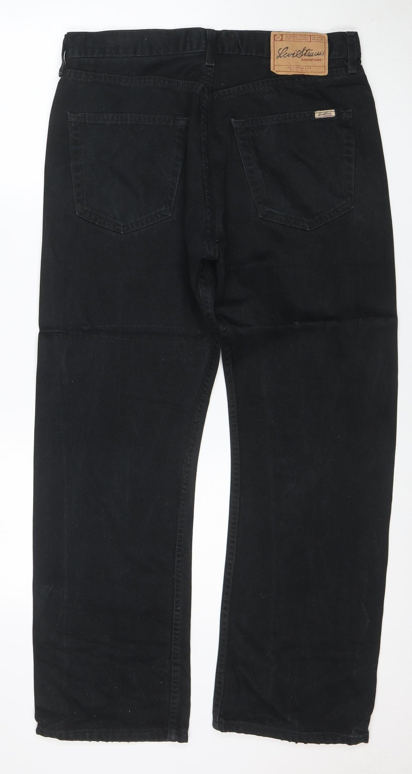 Levi Strauss Signature Men Black 34x30 Straight Jeans Classic Fit