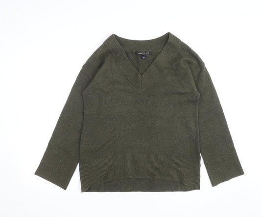 River Island Men's Green V-Neck Wool Blend Jumper XS