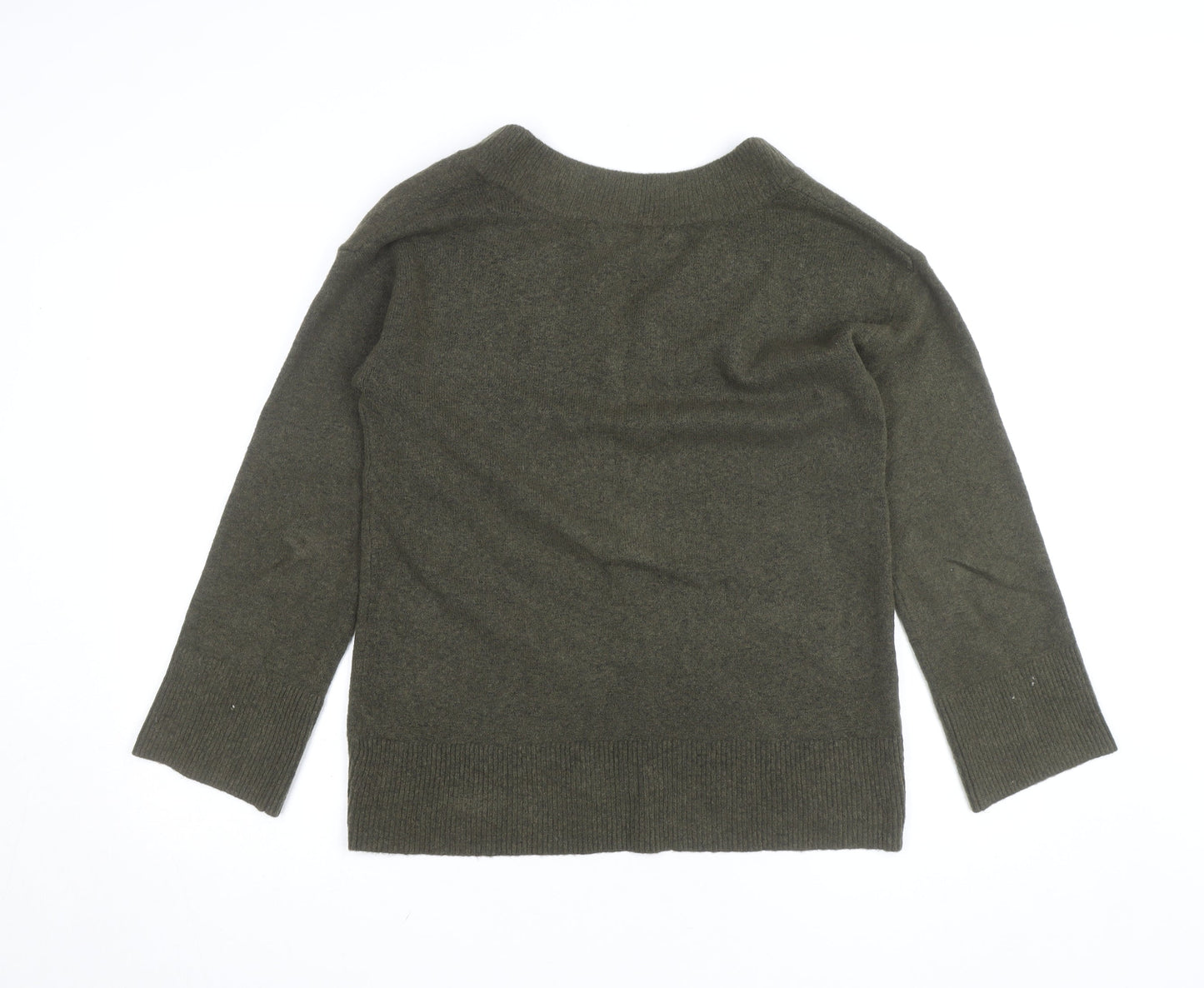 River Island Men's Green V-Neck Wool Blend Jumper XS