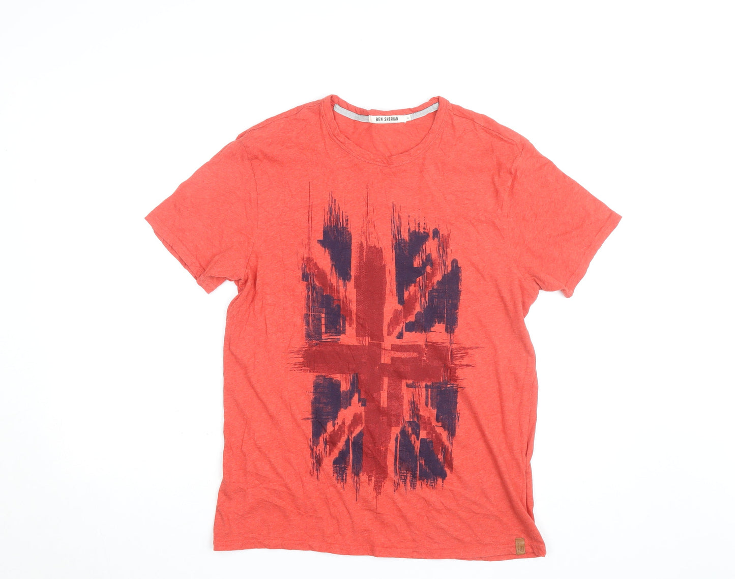 Ben Sherman Men Red Union Jack Graphic Cotton Blend T-Shirt M