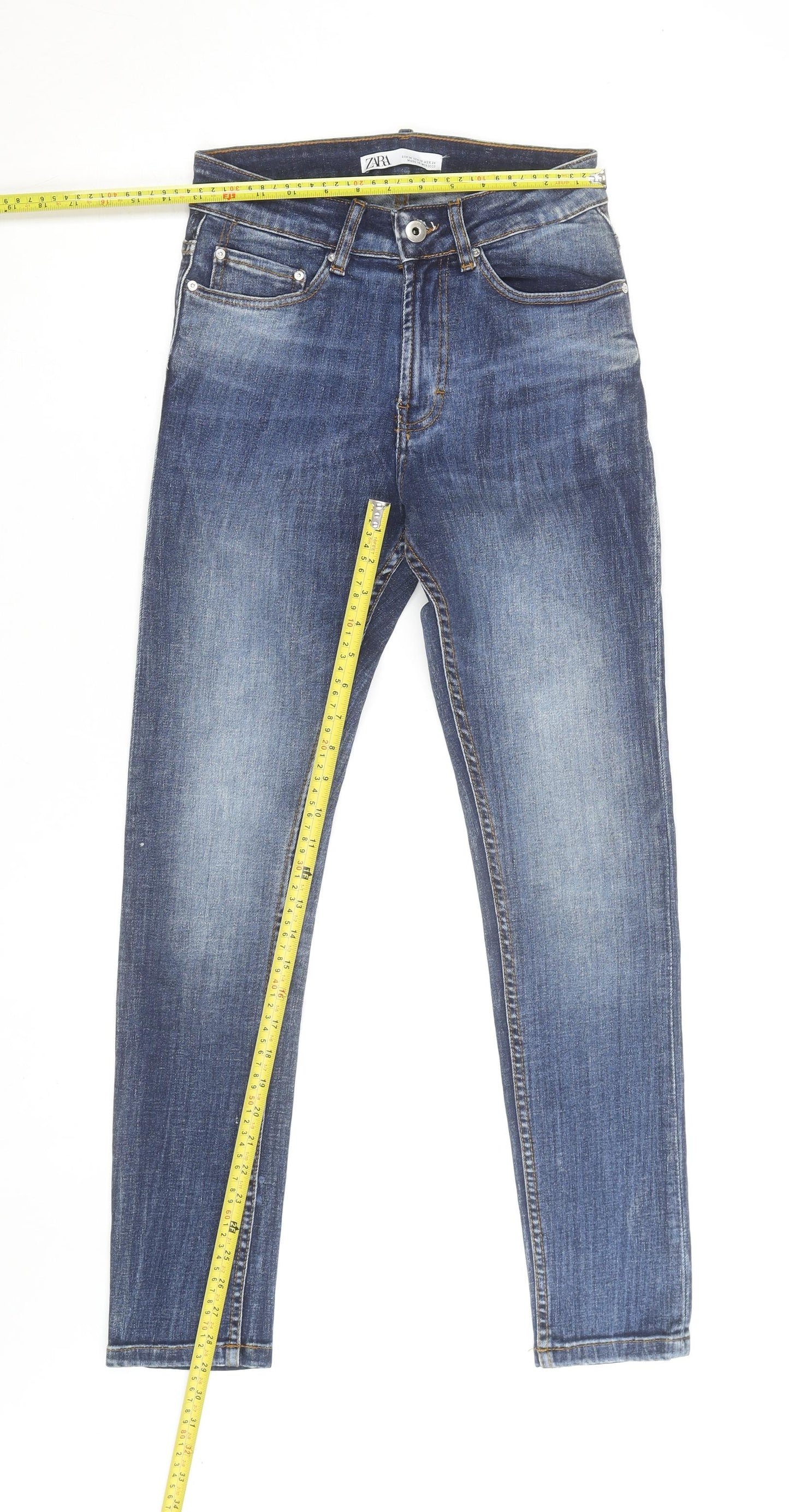Zara Women's Blue Skinny Jeans Size 10 Slim Fit Mid Rise Denim