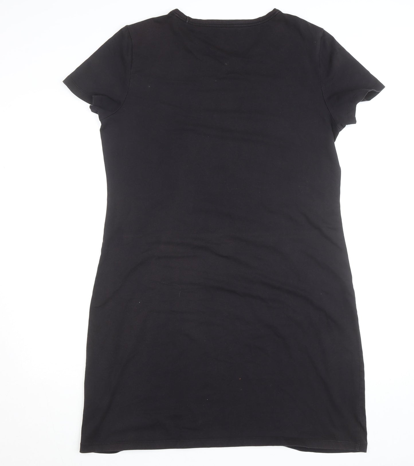 DKNY Women Black Large Short Sleeve Crew Neck Cotton T-Shirt