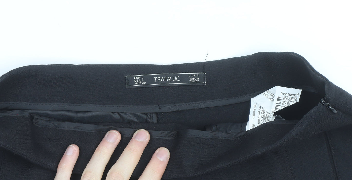 Zara Trafaluc Women's Black Chino Shorts Size 14 Cotton Blend