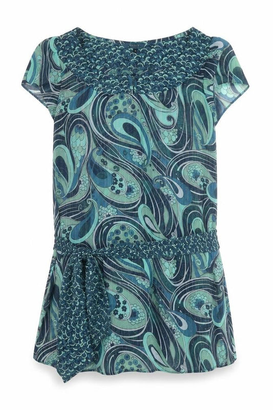 Red Herring Women’s Blue Paisley Tunic Blouse Size 14