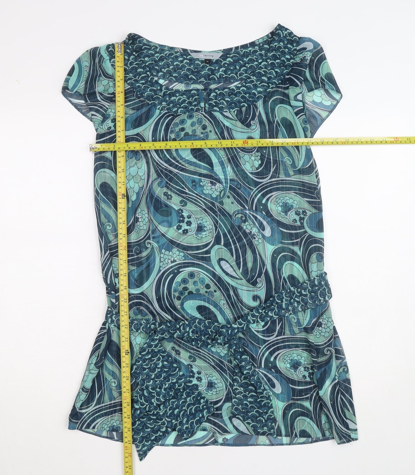 Red Herring Women’s Blue Paisley Tunic Blouse Size 14