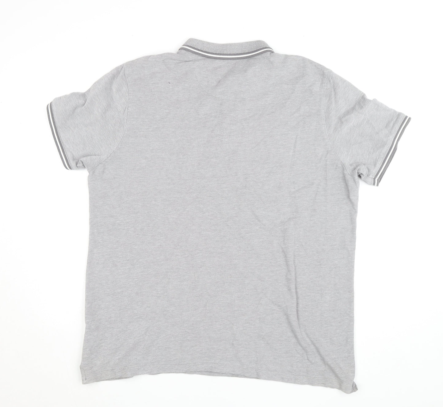 Burton Menswear London Grey Cotton Polo Shirt XL Regular Fit