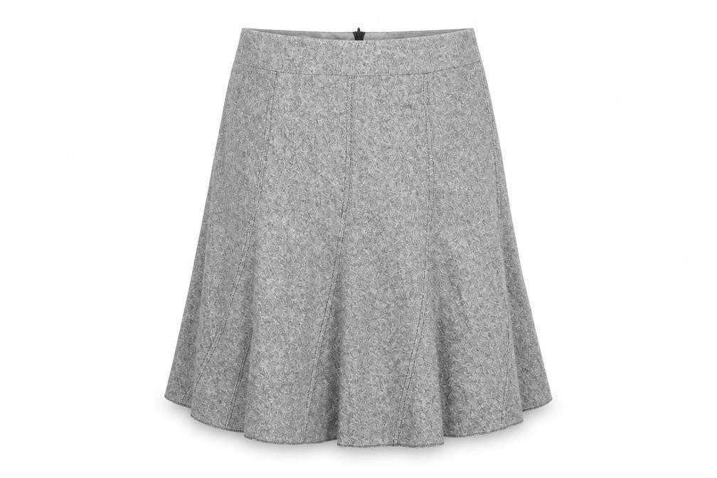 Esprit Women Grey Check Wool A-Line Knee Length Skirt Size 12