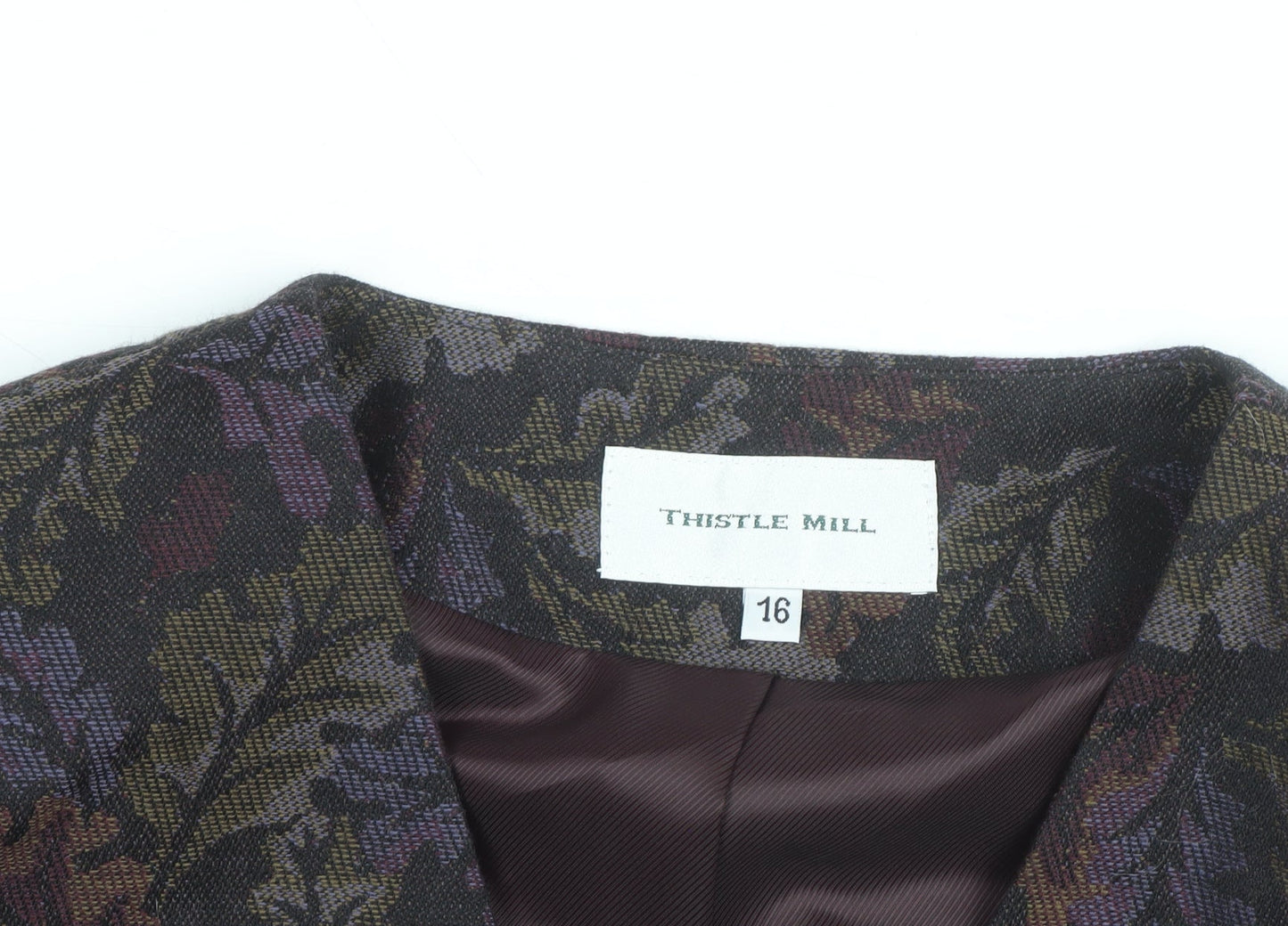 Thistle Mill Women's Multicoloured Wool Blazer Size 16 Classic Lined Jacket