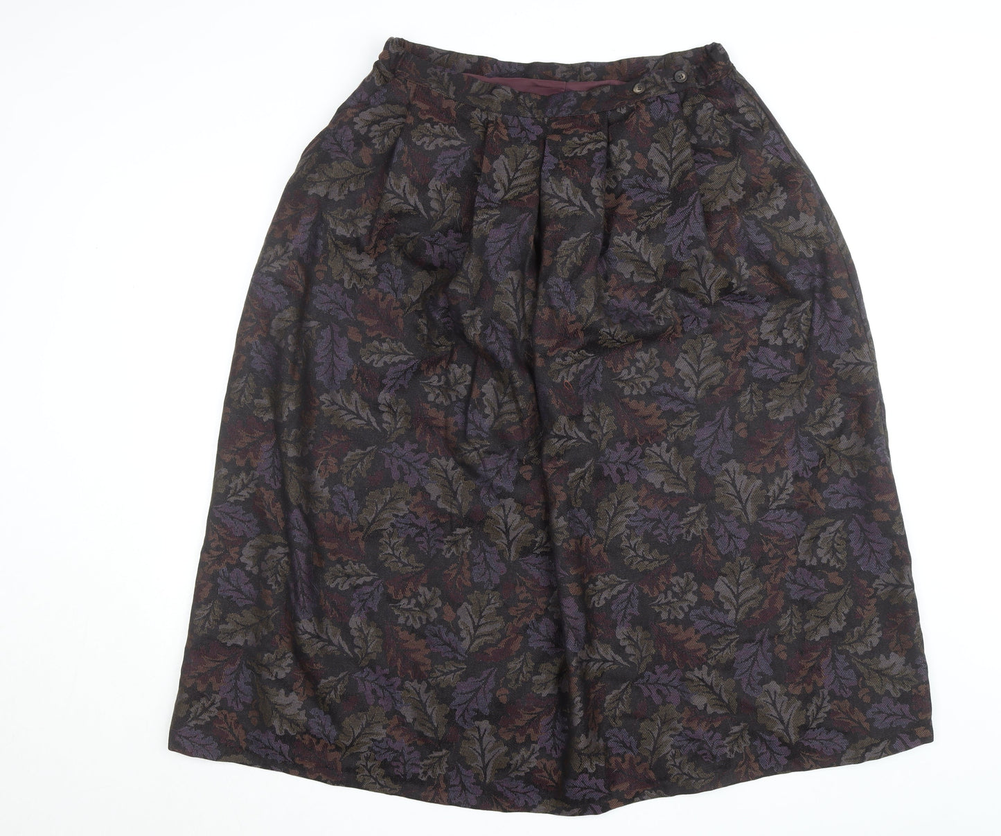Thistle Mill Women’s Multicoloured Wool A-Line Midi Skirt Size 18