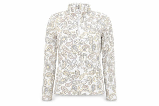 Ping Womens Multicoloured Paisley Long Sleeve Zip Neck Top Size 8