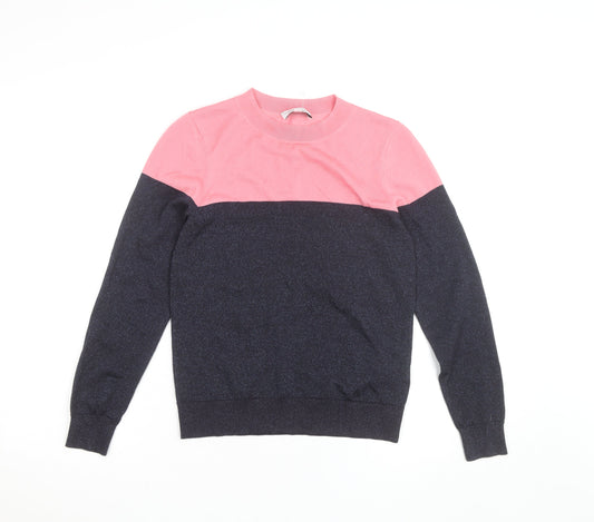 & Other Stories Women’s Pink Blue Knit Colourblock Jumper Size S