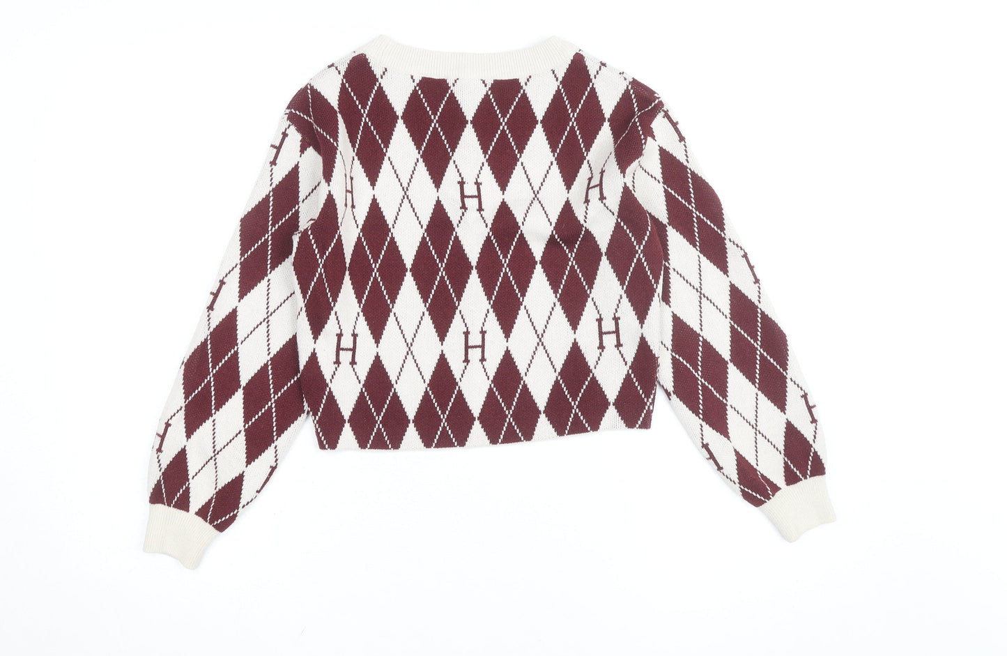 H&M Teens Red Argyle Harry Potter Knit Jumper Size 10 Crew Neck