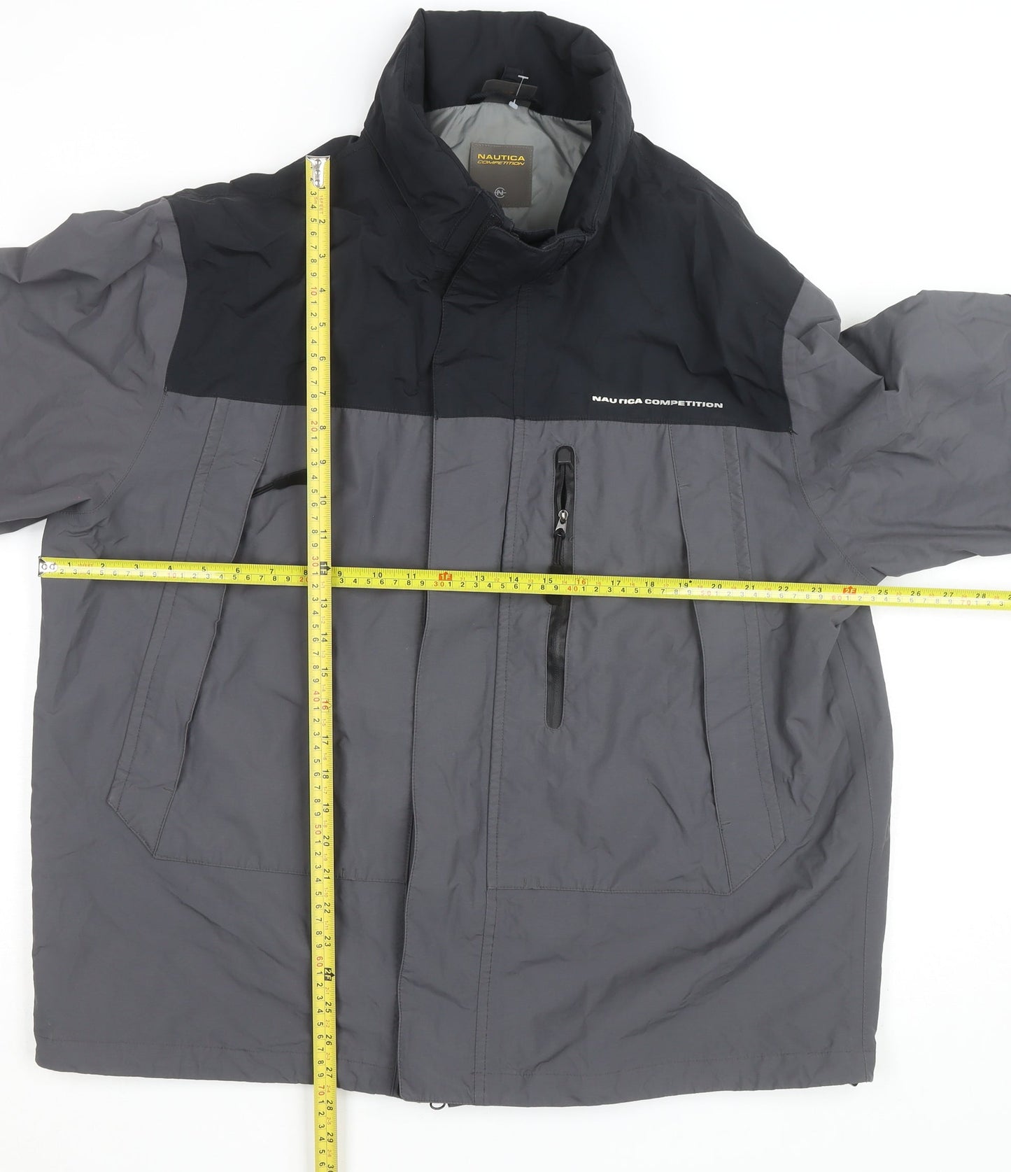 Nautica Men’s Grey Windbreaker Jacket L Regular Fit Water Resistant