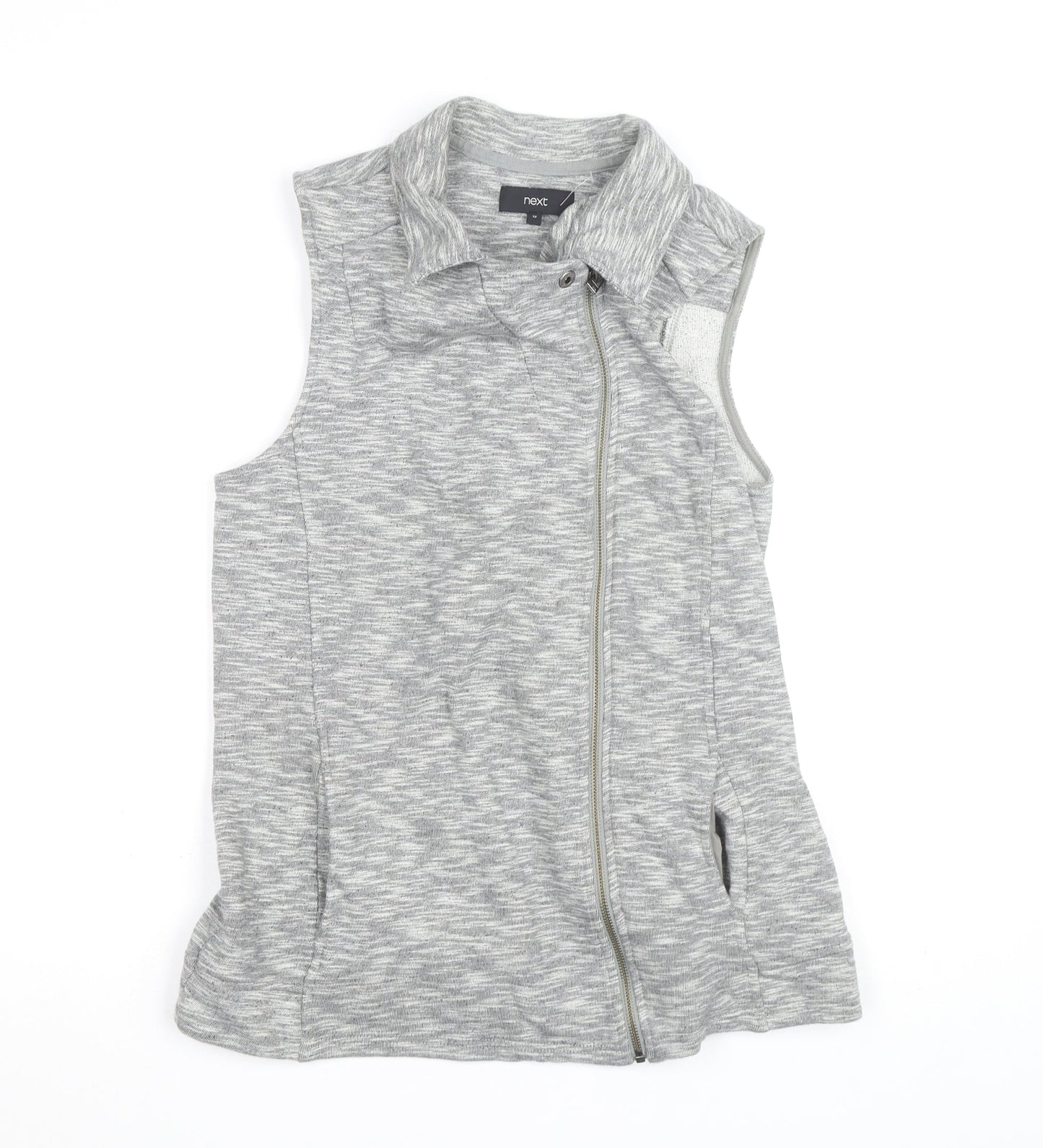 Next Womens Grey Collared Full Zip Sleeveless Knit Vest Size 12